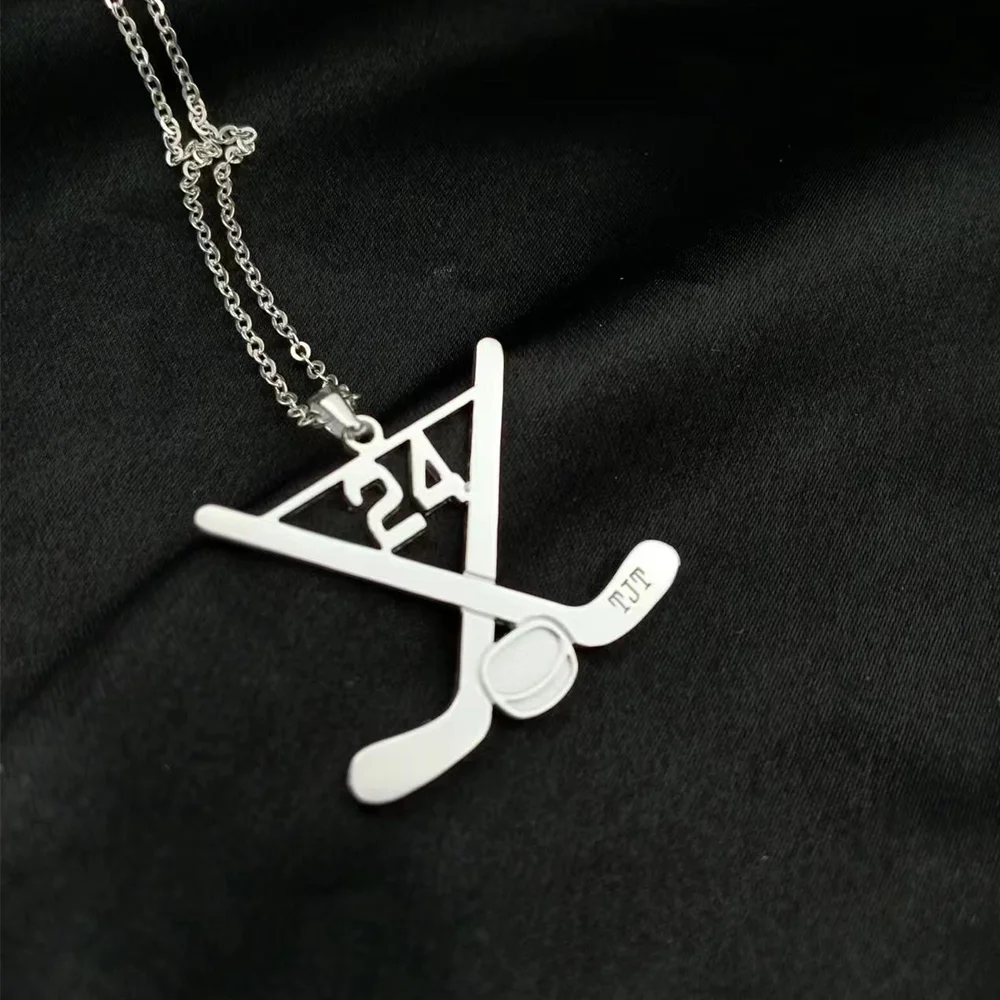 2023 Hot Fashion Gold Plated Hockey Stick Charm Pendant Plated 18K 925 sterling silver custom name necklace