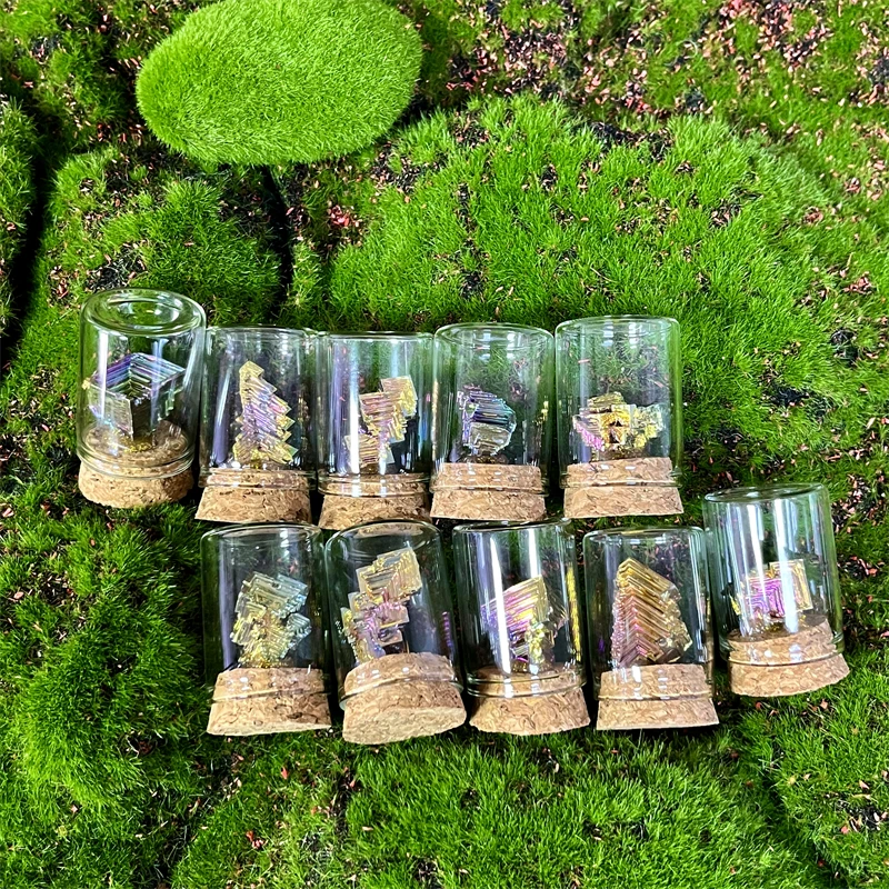 Wholesale Small Gemstone Little Jars Metal Ore Specimen Bottle Crystals Bismuth Glass Bottle For Gift