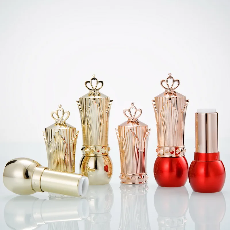 
New Design gold plastic lip balm tube red lipstick bottle with rose gold twist inner as women gift 