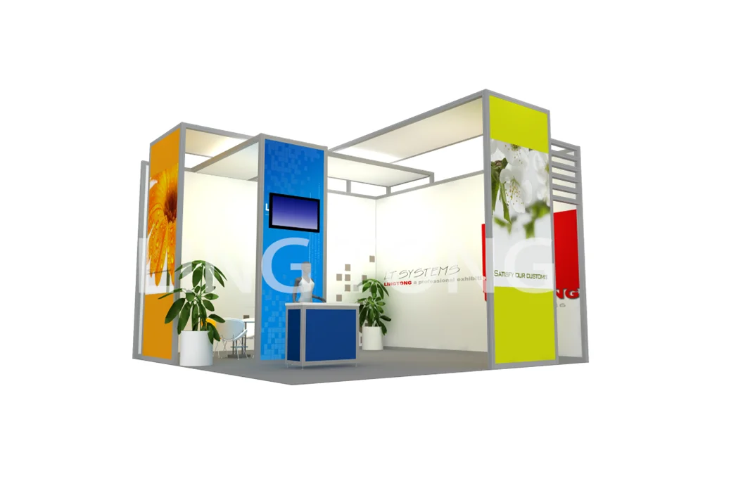 6x6m Customized Exhibition Stand Booth With Aluminum Profiles and Other Lingtong Materials Different Prices in Description