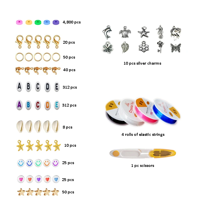 6mm round polymer clay beads jewelry making KIT HEISHI  beads DIY jewelry making Bohemia bracelet kit