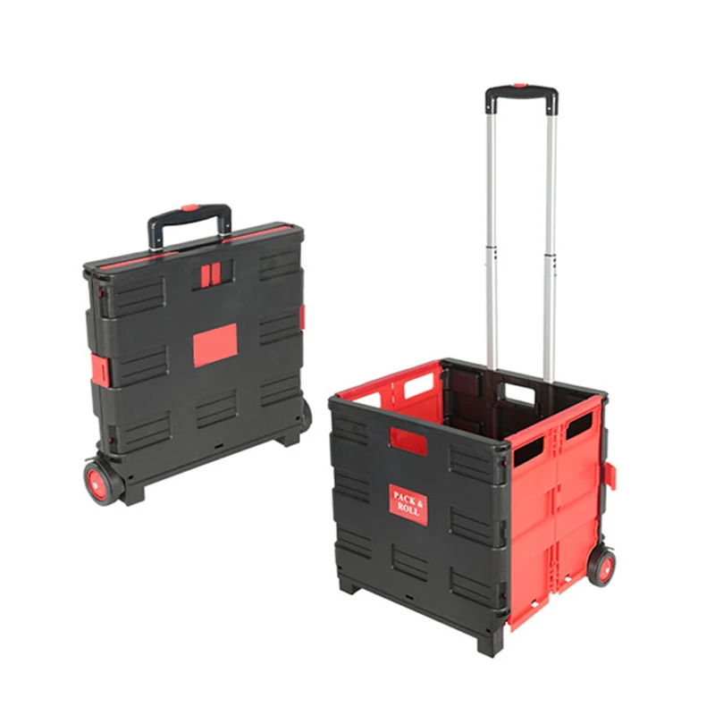 2024 new design plastic foldable trolley with wheels