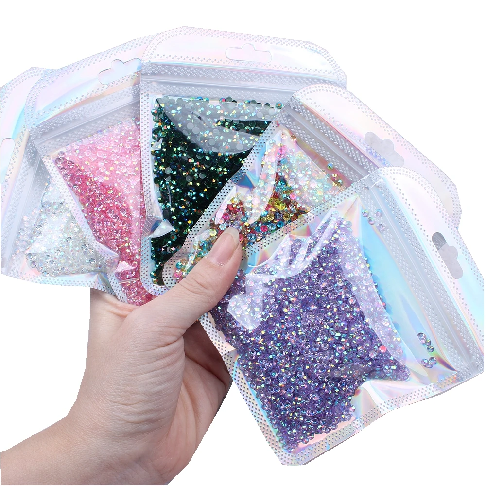Hot Sale Shiny 3mm 5000pcs Flatback Non Hotfix Glue On Resin Rhinestones For DIY Nail Art 3D Garment Decorations Dress Making
