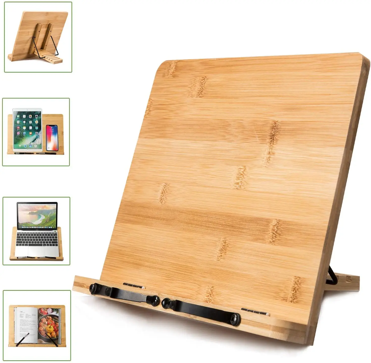 Custom Table Folding Foldable Cook Reading Adjustable Wooden Bamboo Book Holder Stand / Holder