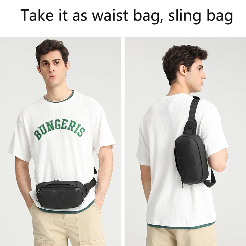 2023 Black pu leather waist bag for men with waterproof zips belt bag for men waist waist bag men