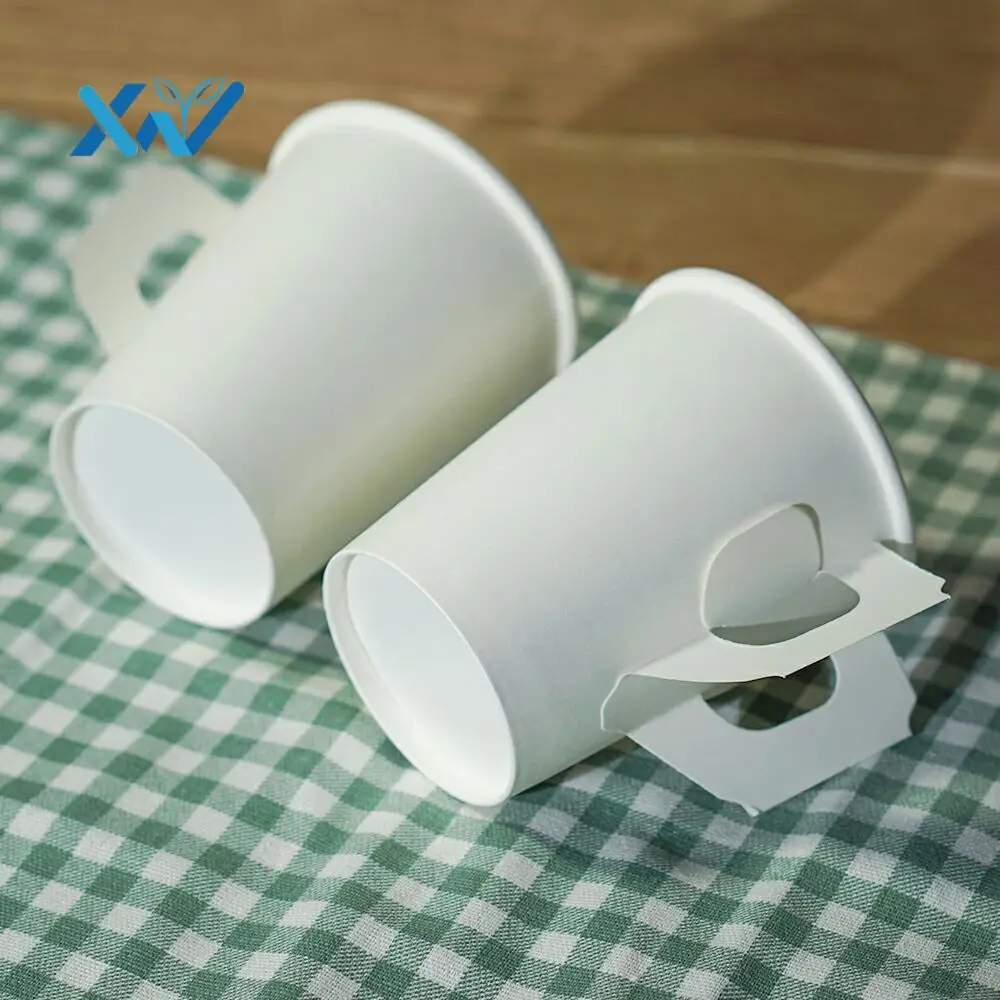 Single Wall Coffee Paper Cups with Handle for Hot Drink from China Custom Logo High Quality Disposable OEM & ODM Accept 20000pcs