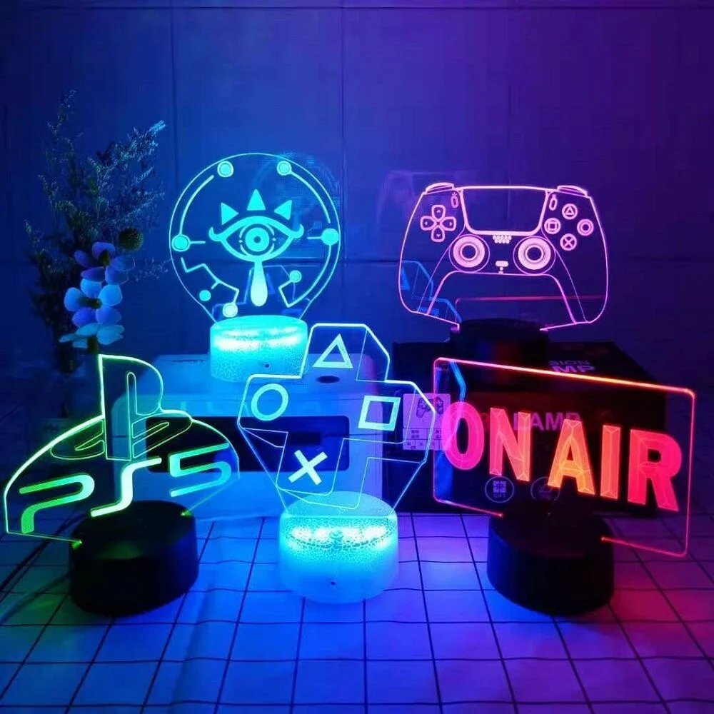 Ночник 3D для игровой комнаты, настольное освещение, декор на стол, игровая консоль, значок, логотип, сенсорный светильник для детей, прикроватный подарок