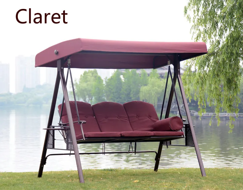 China manufacture outdoor courtyard luxury iron three person canopy patio swing chair