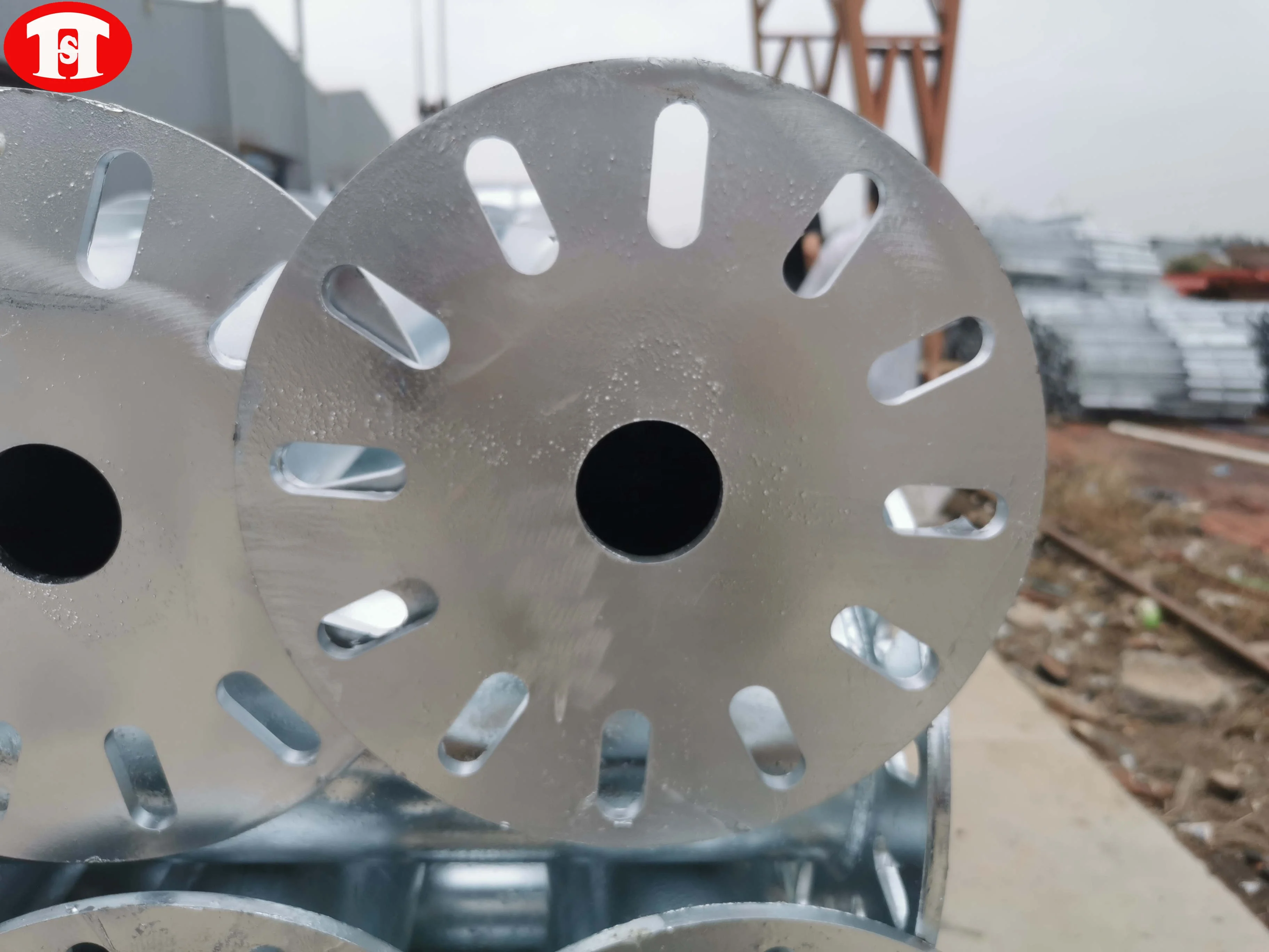 With round flange earth anchor ground screw post spike for ground system