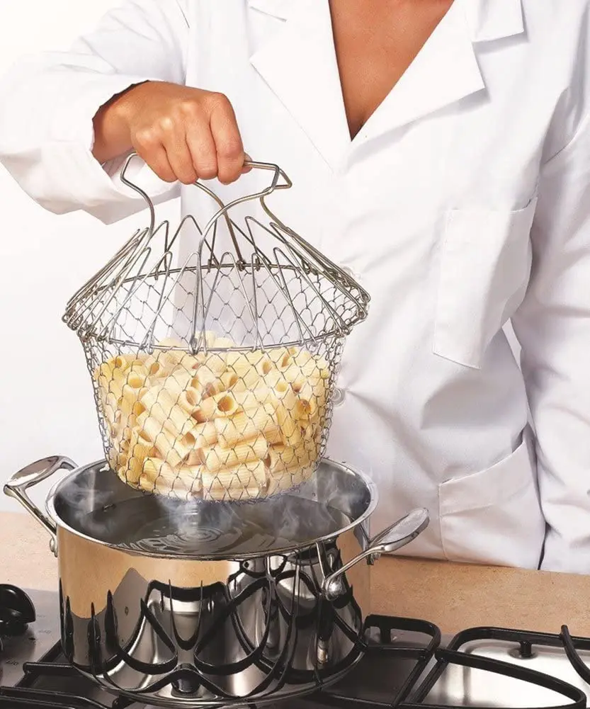 304 Stainless Steel Portable Foldable Fried frying Food Drainer Basket_3