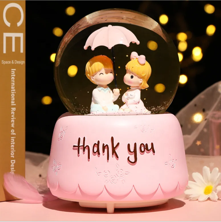 Christmas Snow Globe Glass Music Box For lovers New Year Crystal  Ball with Light Snow flakes Bluetooth Birthday Wedding Gift