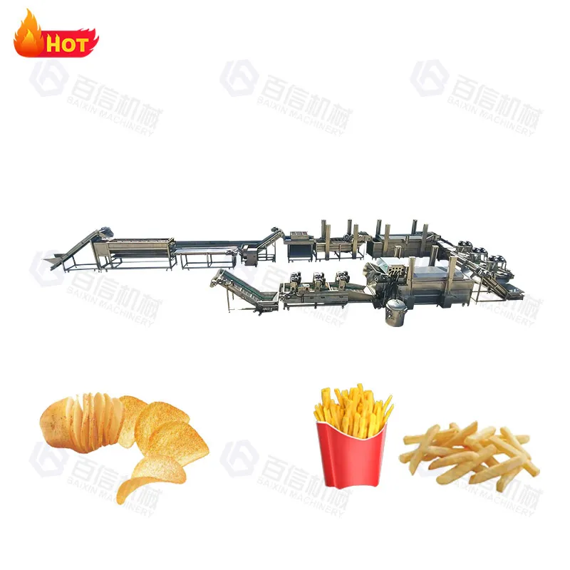 Baixin Sus304/316 Full Automatic French Fries Line Frozen Fries Potato Chips Processing Production Line High Quality