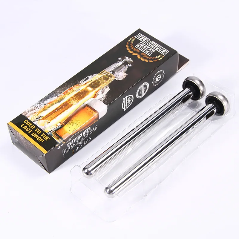 Amazon #1 Seller Beer Chiller Cooler Stick, 2 Pack LFGB Approval Stainless Steel Chilling Sticks Gifts for Men and Women