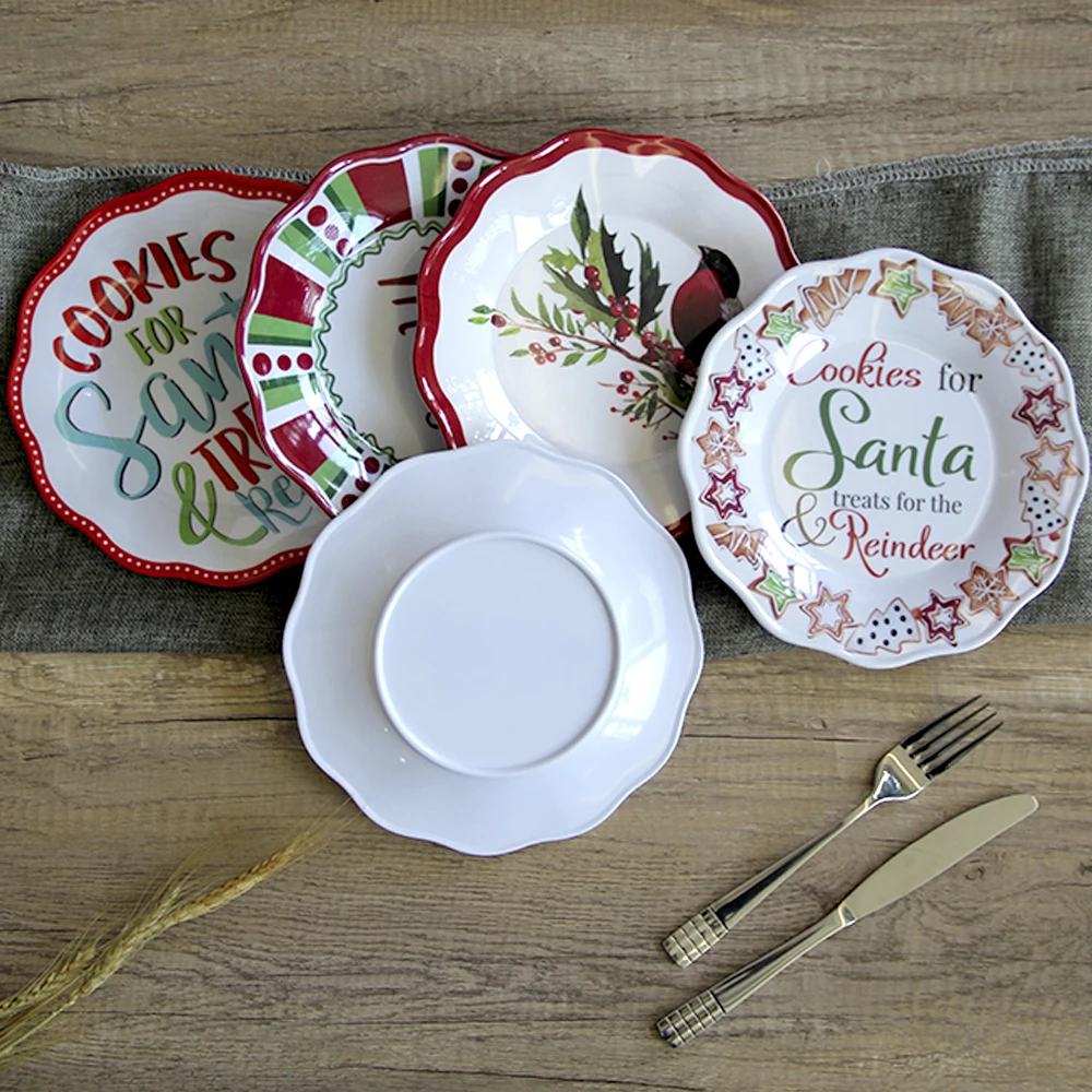 SEBEST Factory Custom Pattern Like Ceramic Dinner Plate Creative Melamine Christmas Plates