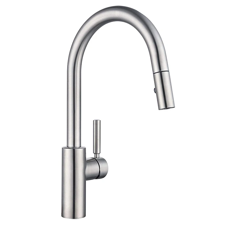 Amazon hot sale kitchen mixer brushed stainless steel 304 faucet tap hot and cold pull down kitchen sink faucet