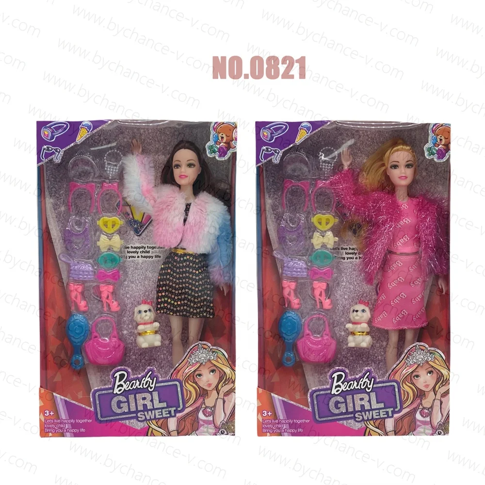 Best gift for young girls wedding groom and bride doll with beautiful evening dress princess dress girls pretend play hot toy