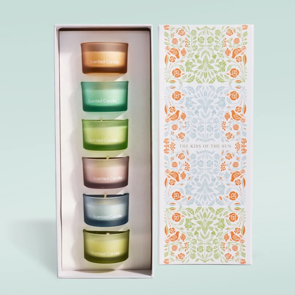 Home Fragrance Luxury Christmas Soy Wax Aroma Scented Candle Set of 6 Tealight Candles with Gift Box