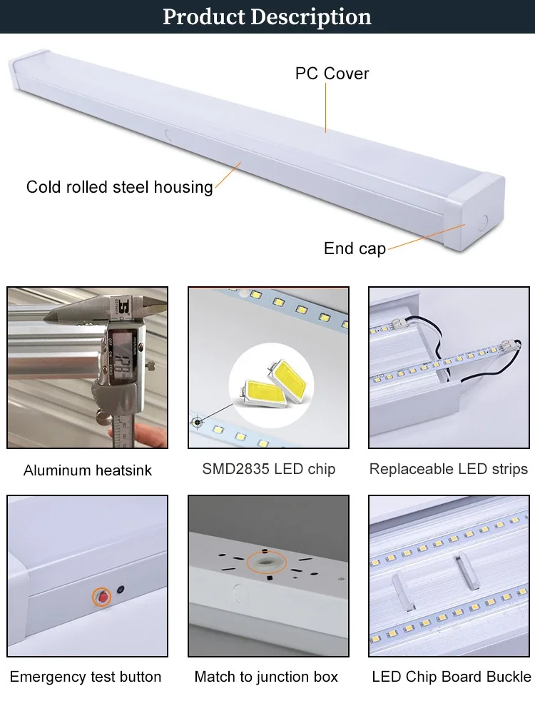 OGJG 2ft 4ft 5ft T8 fluorescent light G13 lamp holder dustproof PC lens steel housing uv LED tube lighting