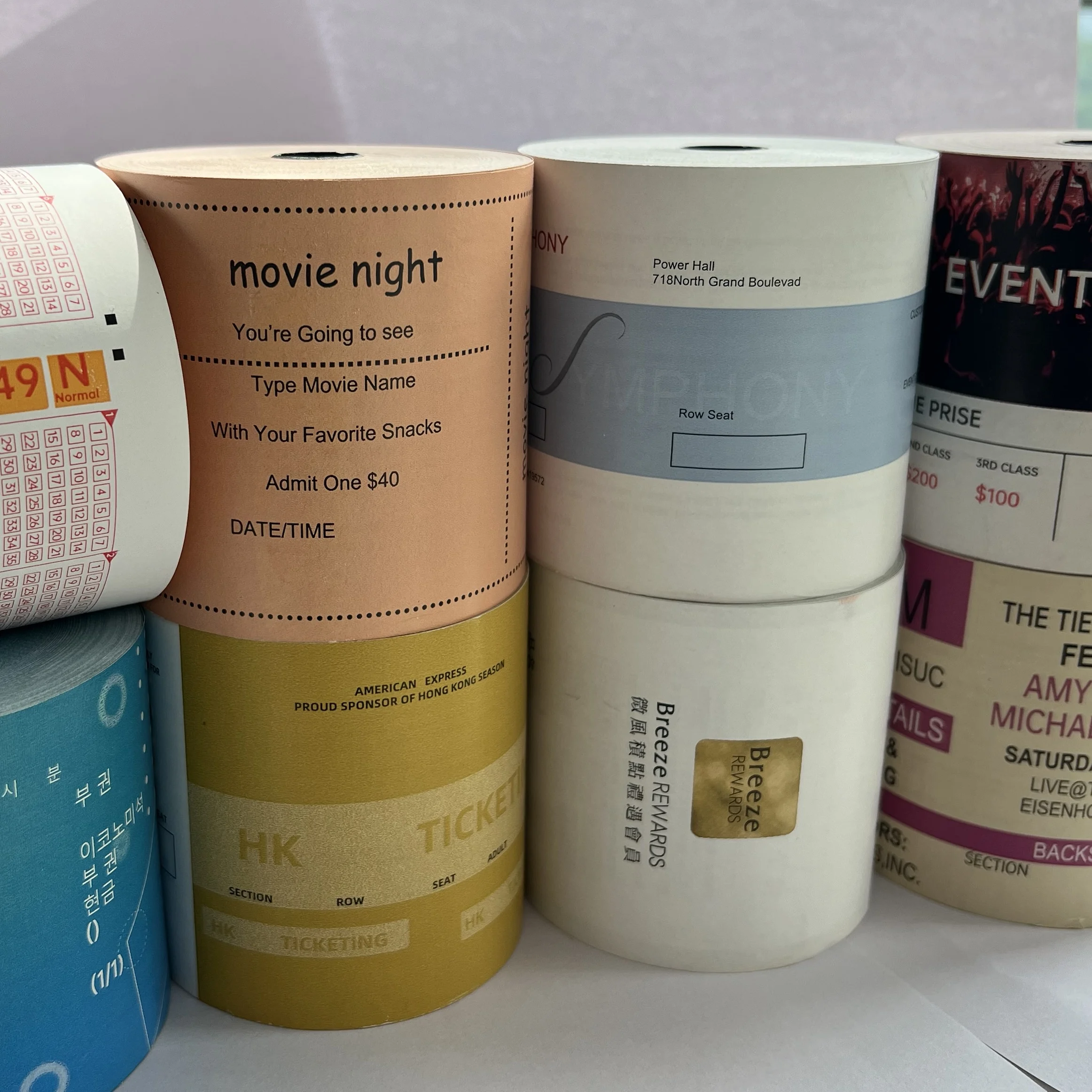 Custom Voucher Cash Coupon Admission Entrance Tickets Thermal Paper Ticket Rolls