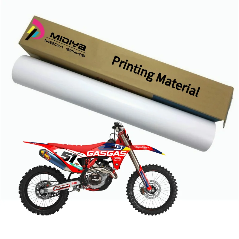 Custom High Tack Bubble Free Air Eco Solvent Printing Self Adhesive Vinyl Glossy Matte PVC Vinyl Roll for Motor Car Dirt Bike