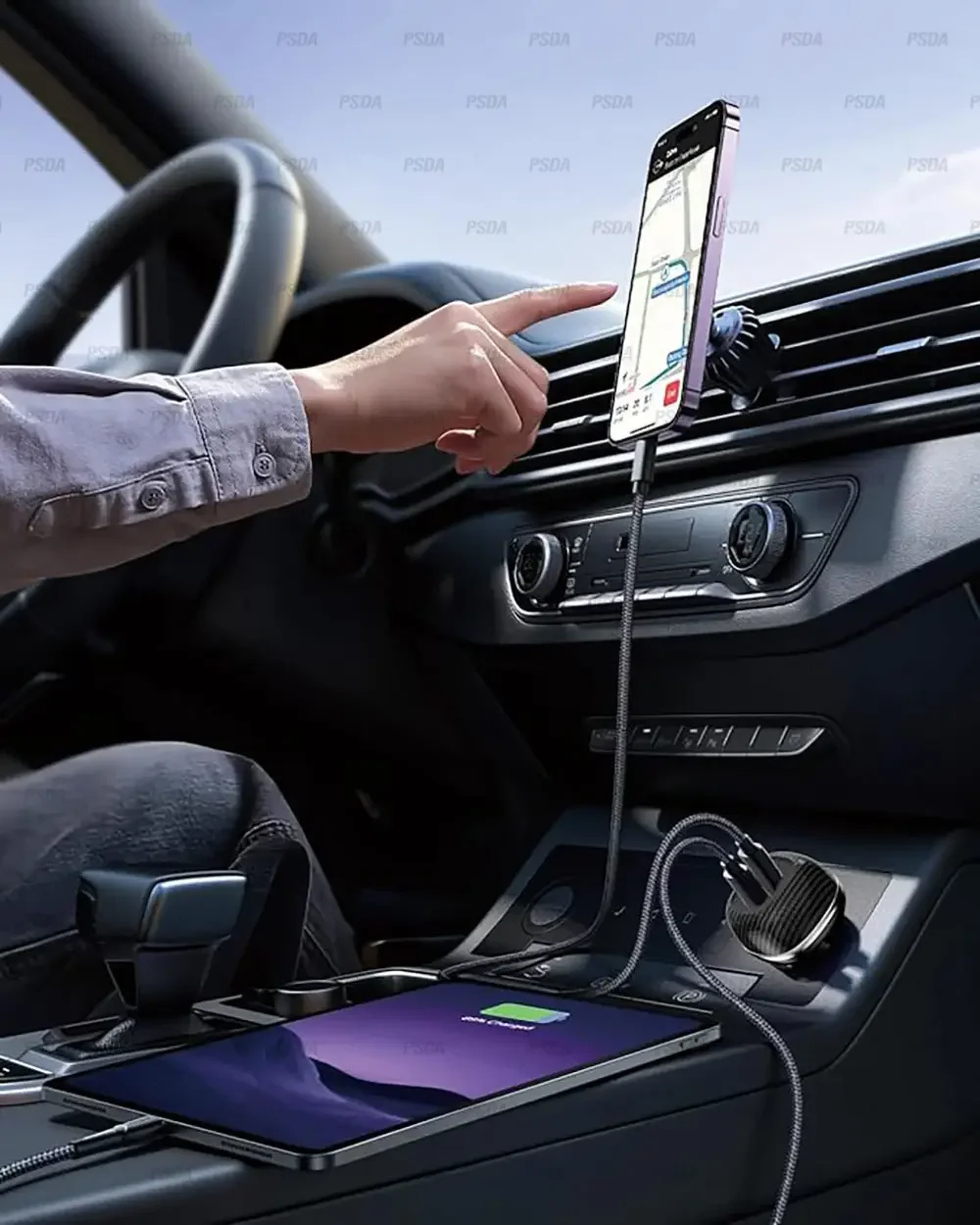 PSDA Car Charger with Plug 52.5W USB Car Charger Fast Charging PD PPS QC 3.0 USB Cigarette Lighter Charger for iPhone Samsung