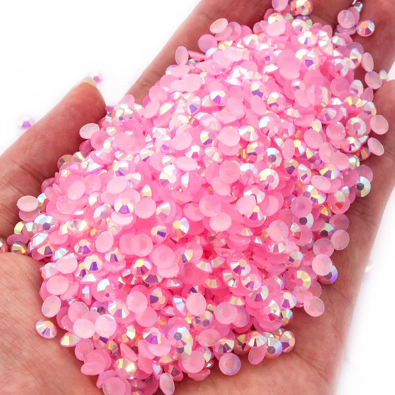 Wholesale Factory Supply Bulk 2mm-6mm Non Hot Fix Round Epoxy Resin Jelly Flatback Base Rhinestone For Garment Decoration
