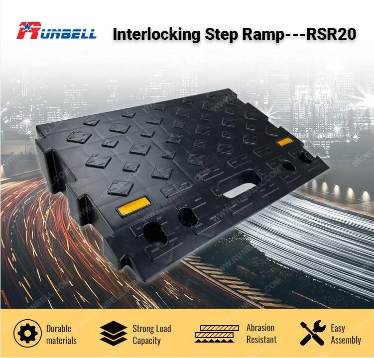 Durable Flexible Road Safety Vehicle Plastic Interlocking Step Ramp For Garage/ Warehouse/Home Used for Wheelchair