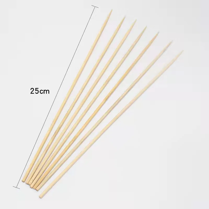 3x250mm Natural Round Skewer Bamboo Sticks For Bbq, 100 PCS in polybag