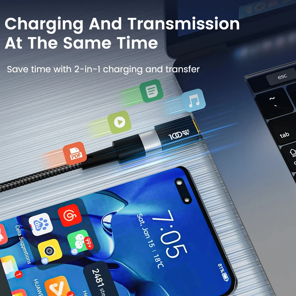 Eonline 2D 100W OTG USB 3.0 To Type C Adapter Fast Charging Data Transmission Converter For iPhone 15 Pro Max