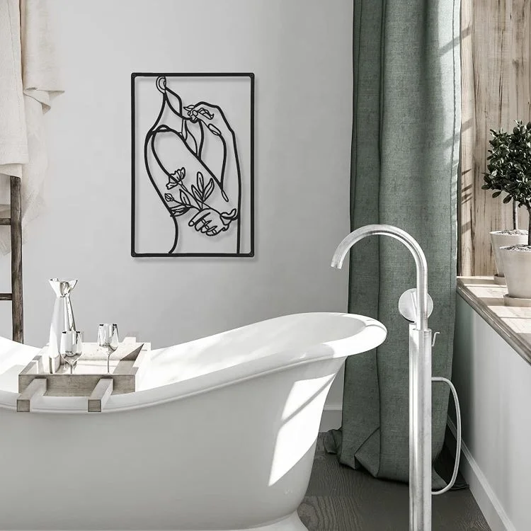 Female Metal Line Art Flower Wall Frames Decoration Aesthetic Room Decor Nordic Home Decor