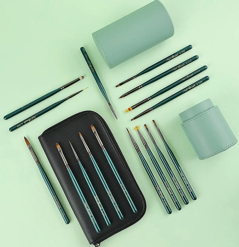 Paul Cezanne Vintage Style Wood Handle Nail Art Detailer Brush Nylon Hair Acrylic Nail Brushes