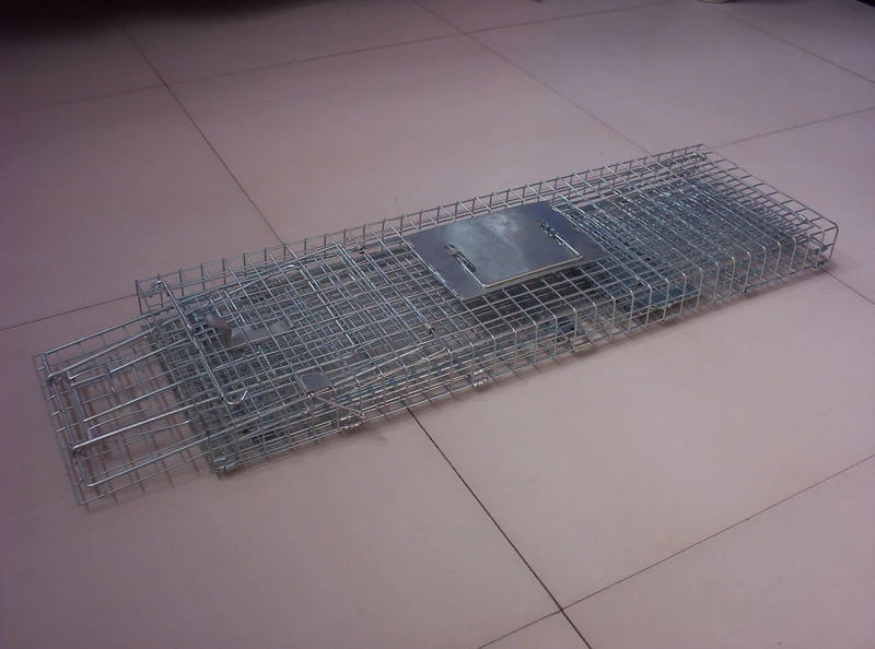 108 X 40 X 45CM SILVER NEW HUMANE COLLAPSIBLE  ANIMAL TRAP CAGE