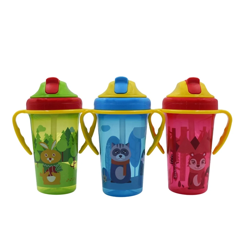 210ml/300ml Wholesale BPA Free  baby feeding  bottle children training straw cup baby sippy cup