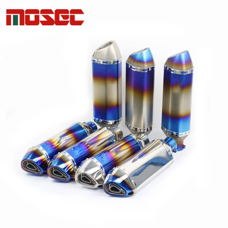 51mm Universal New Burnt Blue Chrome Motorcycle ATV Bikes Exhaust Muffler Pipe