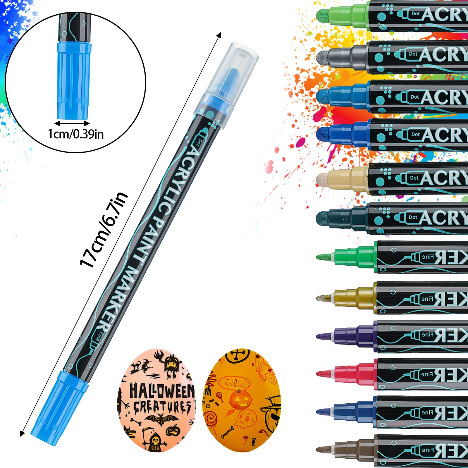 Versatile Dual-Tip Acrylic Paint Marker Pens, Perfect for DIY Crafts, Glass, Rock, and Wood Projects