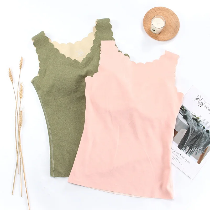 
Ladies Velvet Vest underwear For Winter Seamless Thickening With Chest Pad V-neck Thermal Warm Lingerie vest 