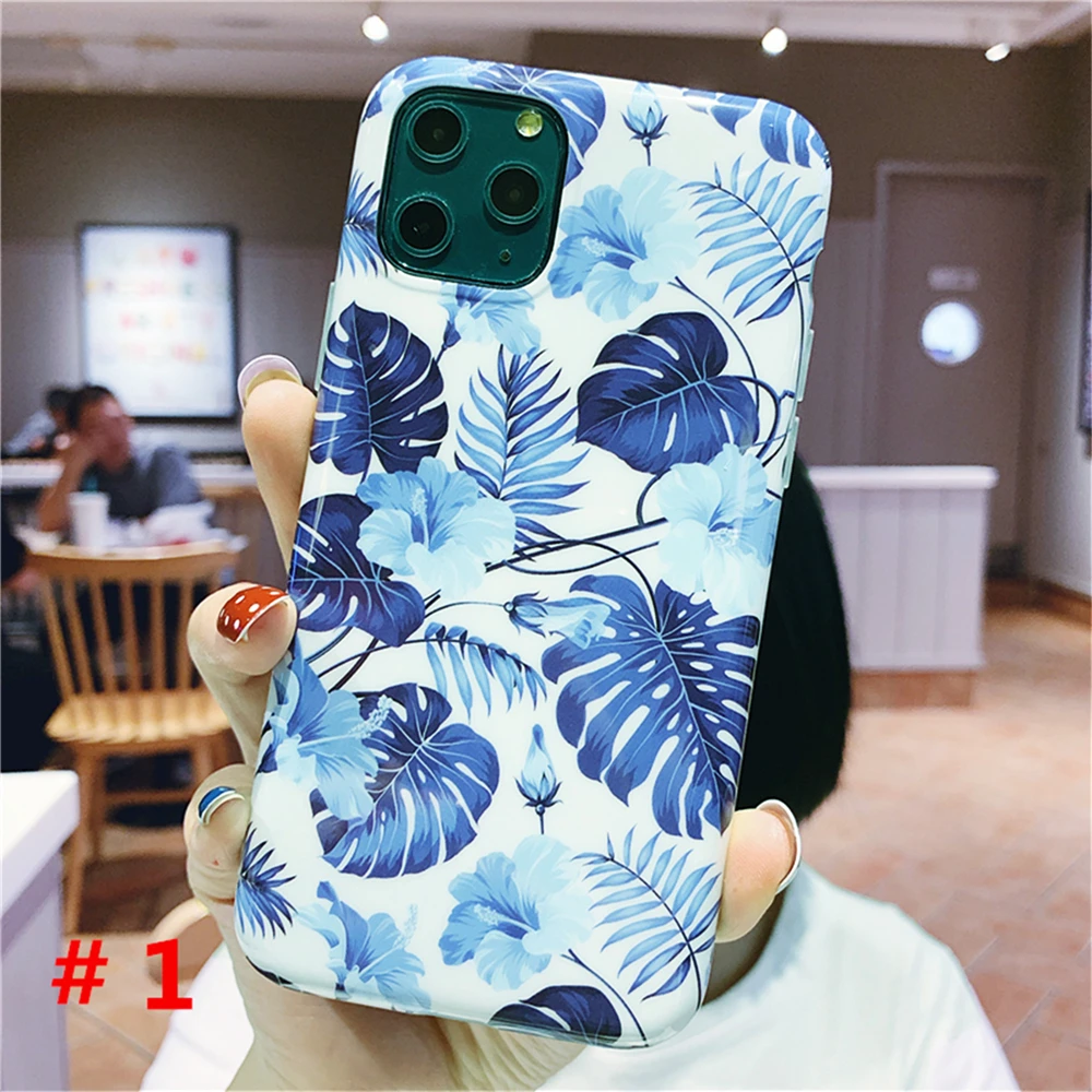  Чехол для мобильного телефона из ТПУ с изображением тропических растений синих пальмовых листьев IMD iPhone 11
