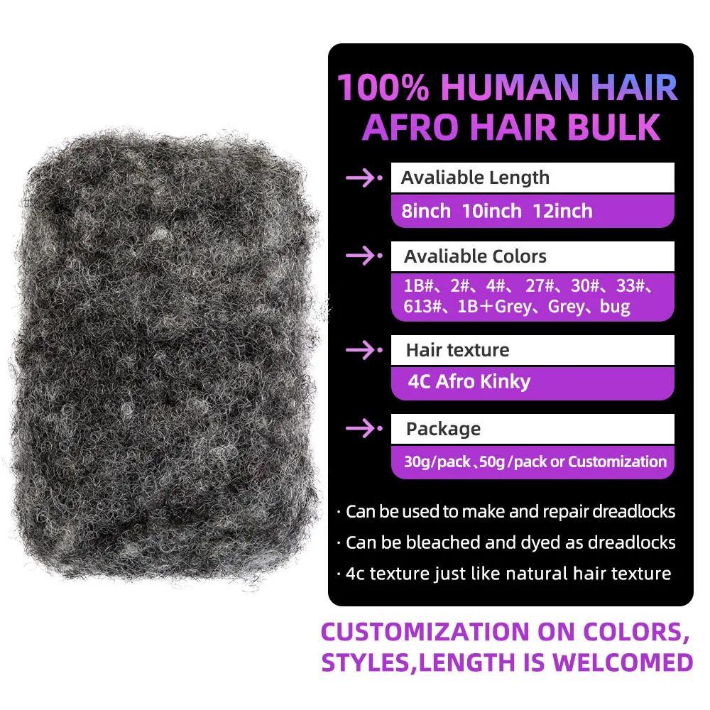 BLT fast shipping wholesale best afro kinky curly bulk human hair salt pepper afro bulk hair crochet for braiding hair ombre