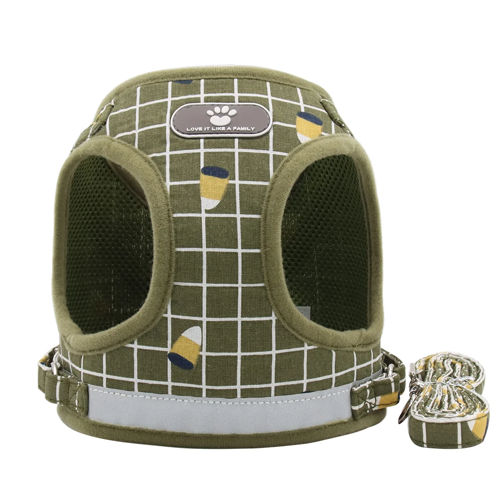 Wholesale Classic Durable Lattice Dog Harness Leash,Outdoor Walking Breathable Mesh Nylon Dog Harness