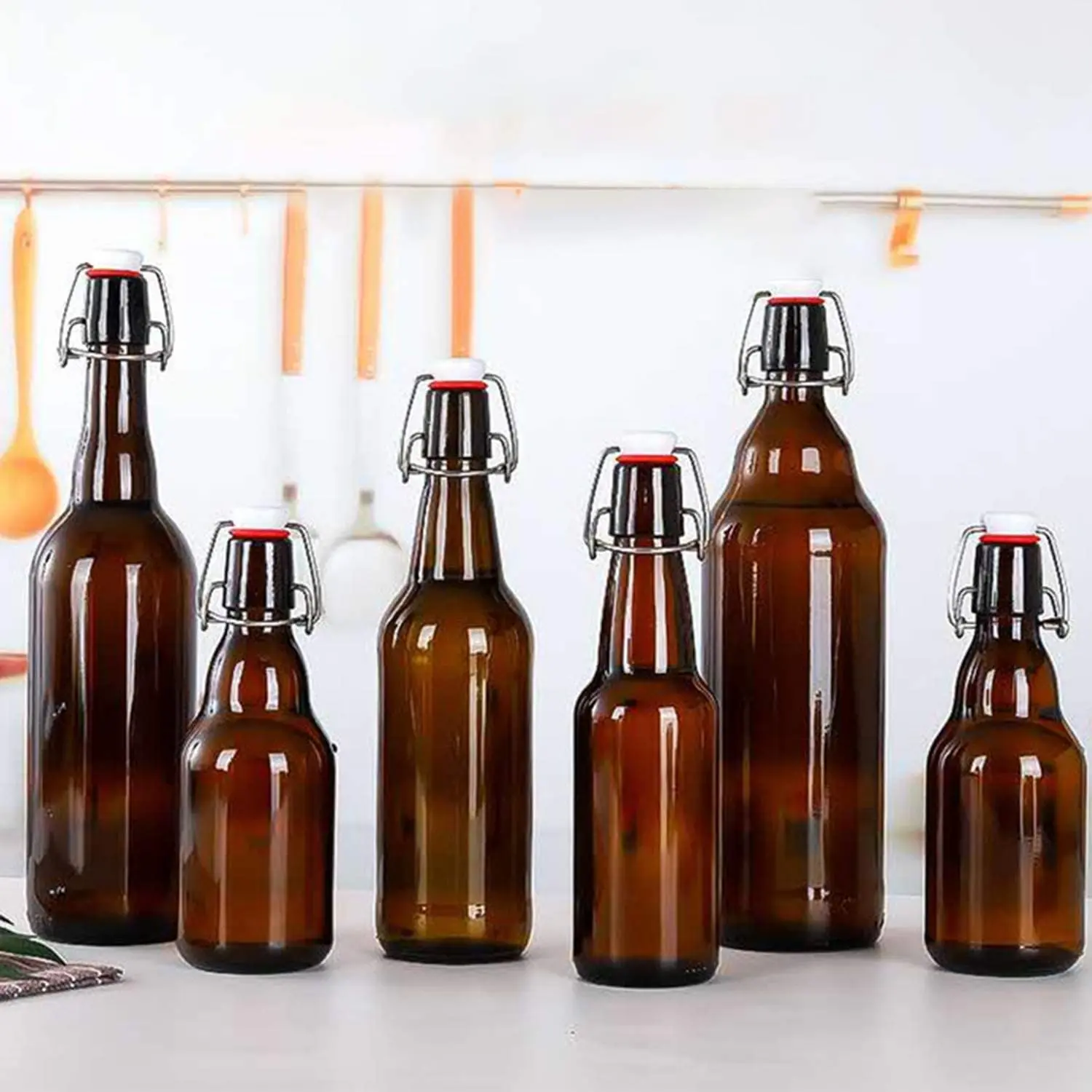33OZ 1000ml Amber Glass Beer Bottles Swing Top for Home Brewing of Beer Kombucha Tea Homemade Soda