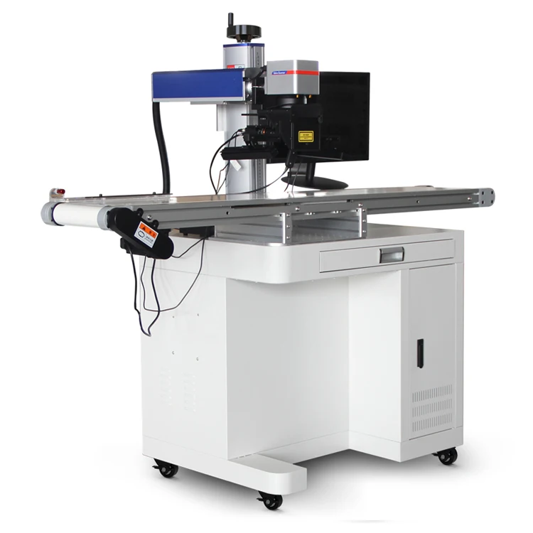 Raycus 30w visual positioning fiber laser marking machine for electronic parts keychain USB key