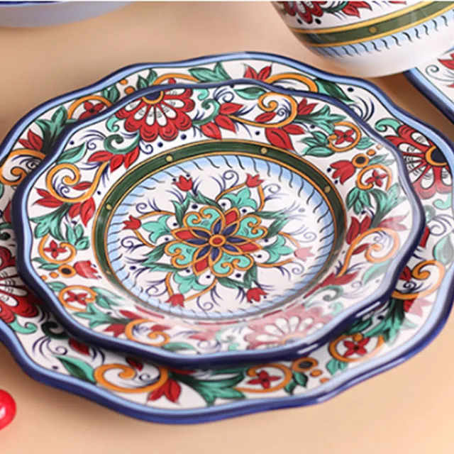 Tableware set Ceramic Plate Home 2021 New Nordic steak plate Hand-painted noodle bowl Dish