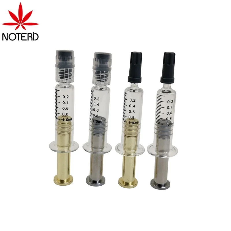  1 мл cbd масла серебристого цвета металлический Плунжер luer lock предварительно заполненный шприц для дистиллята