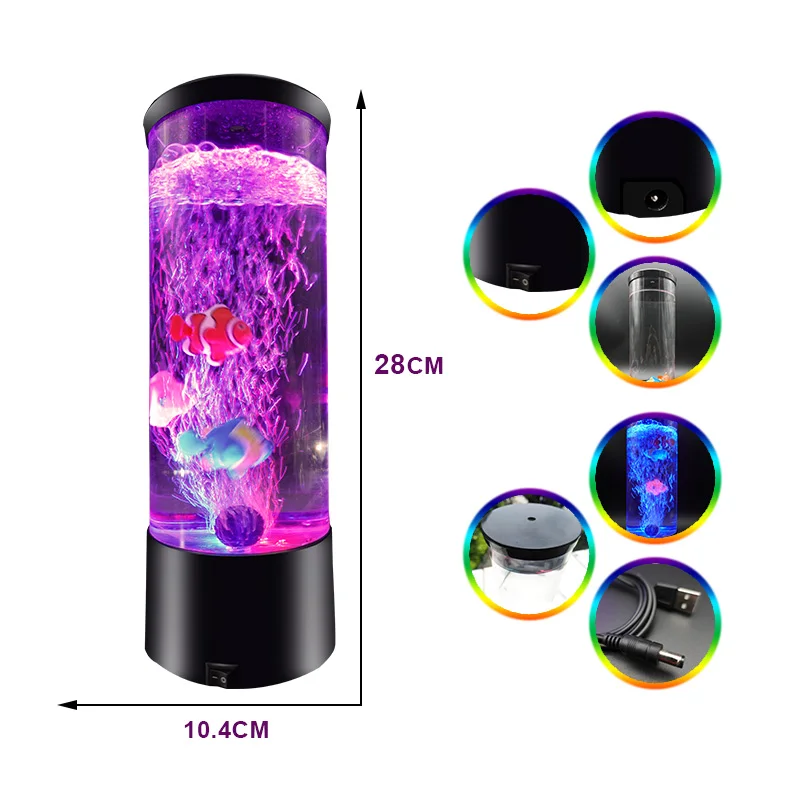 New Design Aquarium Light Night Light Christmas Gifted Detachable Floor Led Multi-color Bubble Fish Lamp