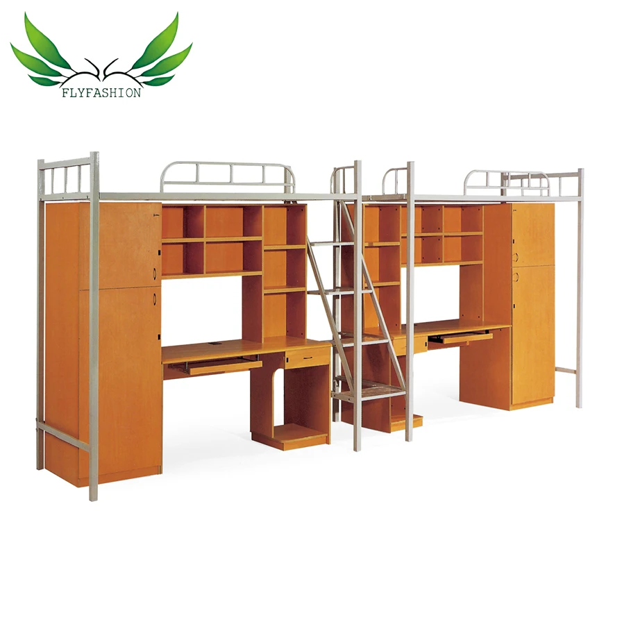 Student bunk bed with study table/metal bunk bed with desk