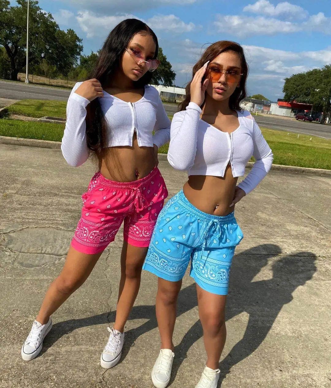 wholesale loose paisley printed pockets hip hop fashion beach bandana shorts sweatpants bike for women