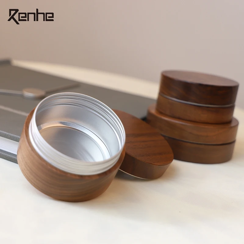 Wholesale natural bamboo cosmetic container/bamboo wood cosmetic jar with aluminum liner