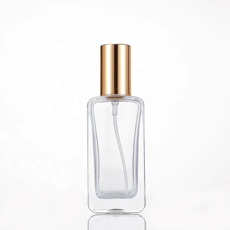 Empty luxury flat square spray perfume perfume bottle 30ml 50ml perfume glass bottle