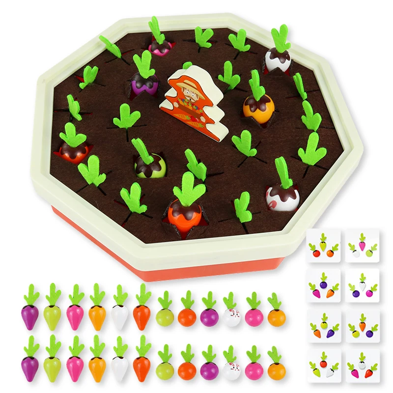 Educational Toys, Memory Games Radishes Shape Color Sorting Matching Fun Carrots Harvest Toy//