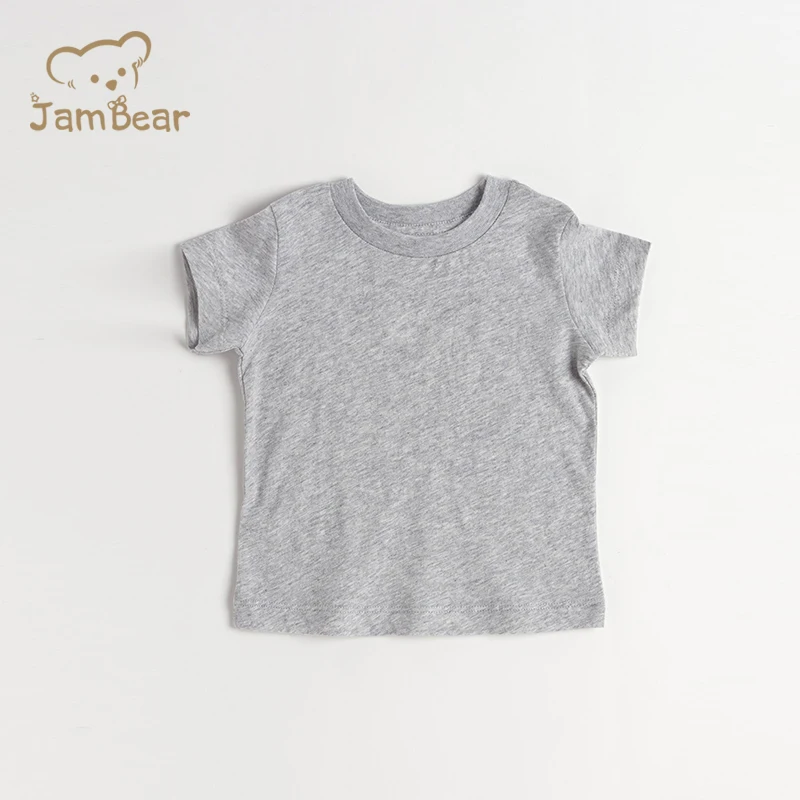 
JamBear organic baby t shirt Baby Short Sleeve eco-friendly T-shirt Plain No Brand T-shirt Organic Cotton Newborn Baby Clothing 